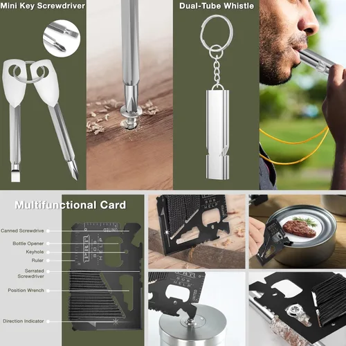 Miniatura 8 de Kits de supervivencia, artículos esenciales de senderismo y campamento, equipo de supervivencia de emergencia, regalos para hombres, regalos