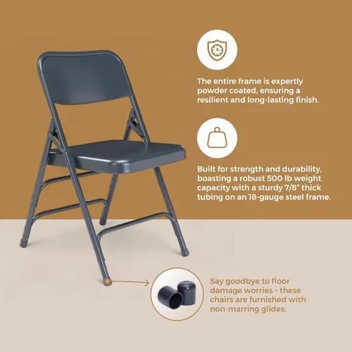Miniatura 7 de OEF Furnishings Triple Brace Silla plegable de acero, azul