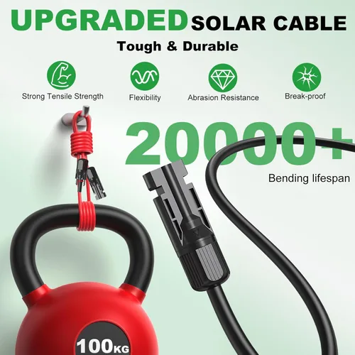 Miniatura 5 de Oududianzi Cable de extensión solar de 40 pies, cable solar de 10 AWG, cable fotovoltaico de cobre estañado calibre 10, cables y conectores