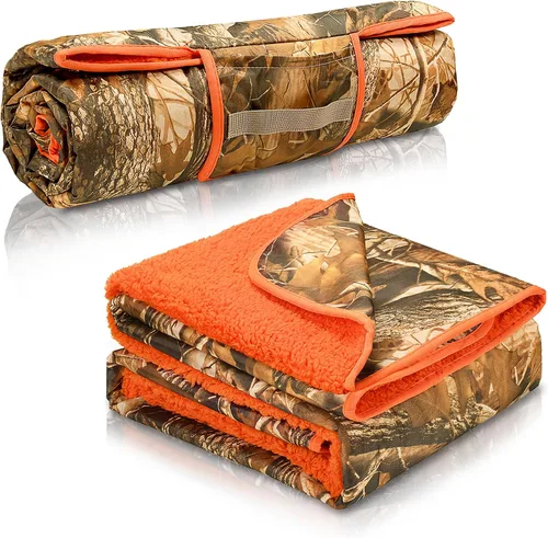 Miniatura 17 de Tirrinia Manta impermeable para exteriores con forro sherpa, resistente al viento, triple capa, cálida y cómoda, plegable para camping, estadio