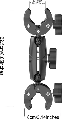 Miniatura 7 de Soporte de cámara de doble abrazadera: soporte universal para carritos de golf, abrazadera de paraguas, escritorio, cochecitos, vagones, estudio