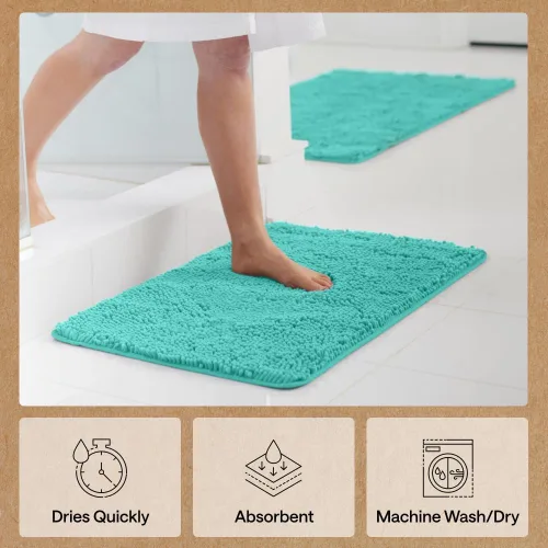 Miniatura 284 de Gorilla Grip - Tapete de baño de felpilla gruesa, suave y absorbente, secado rápido, de microfibra, con reverso de caucho, para piso de ducha, Nube