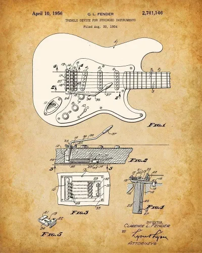Miniatura 2 de Juego de cuatro fotos (8 x 10) para decoración de pared, cuadros de guitarra Fender de 8 x 10 pulgadas, imágenes de pared de guitarra, gran póster