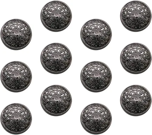 Miniatura 11 de Milisten 30 botones planos redondos de metal, abrigos, chaquetas, camisas, trajes, pantalones botones para costura artesanal (plata, 0.98 pulgadas)