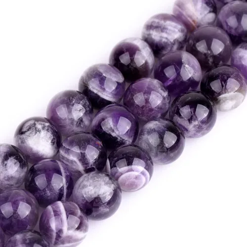 GEM-Inside Cuentas sueltas de amatista natural de 14 mm, gemas de cristal redondo, piedra de energía para hacer joyas, 15 pulgadas Amatista oscura