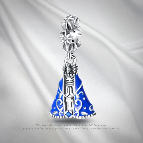 Miniatura 91 de Pandach Dijes colgantes de plata de ley 925 para pulseras y collares, dijes colgantes de Madonna con cuentas de girasol, joyería para mujer