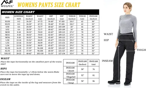 Miniatura 5 de WULFUL Pantalones de esquí de nieve aislados para mujer, impermeables, para invierno, snowboard, esquí, cargo