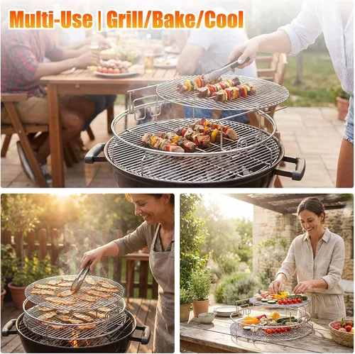 Miniatura 6 de Kit de repuesto mejorado de 5 piezas para Big Green Eggspander, incluye parrilla multifunción para parrilla, cesta de conveggtor, hecho de acero