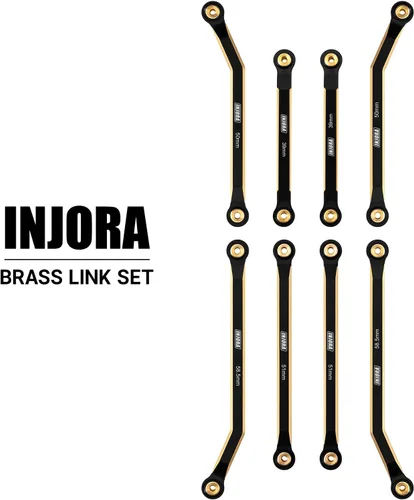 Miniatura 7 de INJORA Juego de 4 eslabones delanteros de alta holgura, eslabones de latón pesado de 1.31 oz para SCX24 C10 JLU Bronco Base Camp 4Runner Axial 1/24