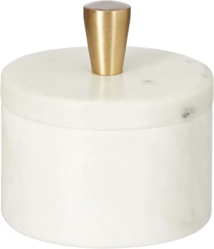 Miniatura 6 de Queenza Salero de Mármol Blanco con Tapa y Perilla de Latón, Caja de Sal de 3 Pulgadas