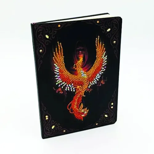 Miniatura 3 de Crystal Art Cuaderno de pintura con diamantes, kit de cuaderno Phoenix Rising, crea una cubierta brillante para cuaderno con cristales, para edades