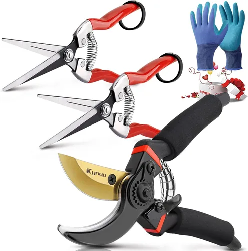 Miniatura 10 de Kynup Paquete de 2 tijeras de podar para jardinería, tijeras de jardín resistentes, tijeras de podar de derivación, tijeras de podar de mano