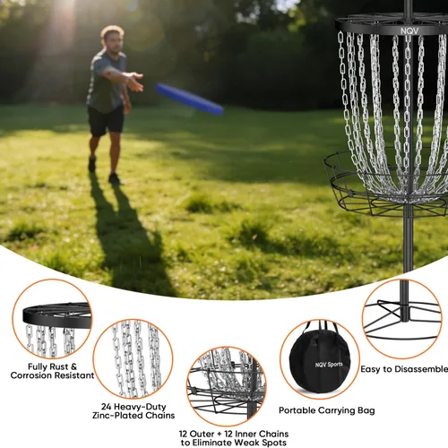 Miniatura 8 de NQV PRO Disc Golf Basket,Heavy Duty 24 Chain Portable Target with Transit Bag, Outdoor/Indoor