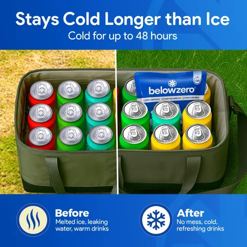 Miniatura 3 de Below Zero Paquetes de hielo precargados reutilizables para enfriadores Bloques de hielo de congelador de larga duración para acampar, bolsas