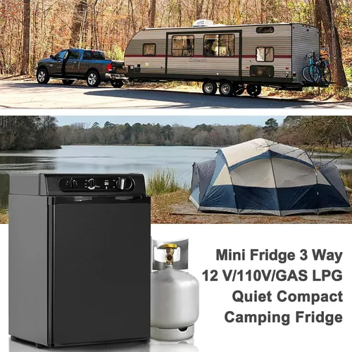 Miniatura 4 de SMETA Refrigerador de propano de 12 V, mini refrigerador de 3 vías a gas RV sin congelador para automóvil, cámper, camión, remolque, refrigeradores