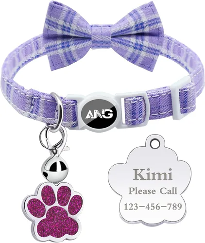 Miniatura 8 de Collares de gato personalizados con etiqueta de identificación, corbata de campana, collares de gatito personalizados de liberación rápida