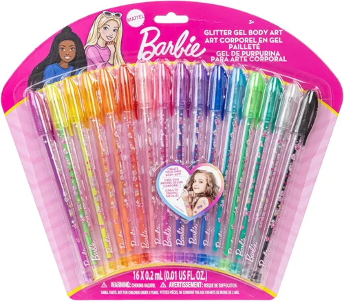 Barbie - Juego de arte corporal de 16 piezas con purpurina, colores brillantes y brillantes, a partir de 3 años Townley Girl