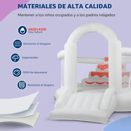 Miniatura 7 de JOYMOR Bounce House para niños (12 pies x 10 pies x 7.2 pies) con tobogán, globos, espaciosa gorila, casa de rebote blanca para fiesta de cumpleaños