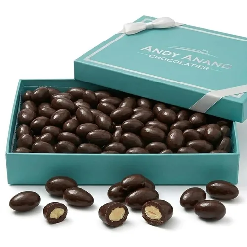 Andy Anand - Almendras cubiertas de chocolate negro gourmet de 1 libra, perfectas para cumpleaños, San Valentín, Navidad, Día de la Madre y regalos