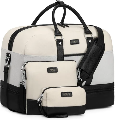 Miniatura 193 de IBFUN Bolsas de fin de semana para mujer, bolsa grande de lona para viaje, bolsa de viaje con compartimento para zapatos, 21 pulgadas, juego de 3