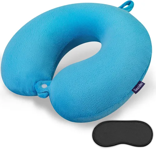 Miniatura 9 de Almohada de viaje de cuello en espuma viscoelástica de terciopelo naranja Gosider para avión, coche, tren