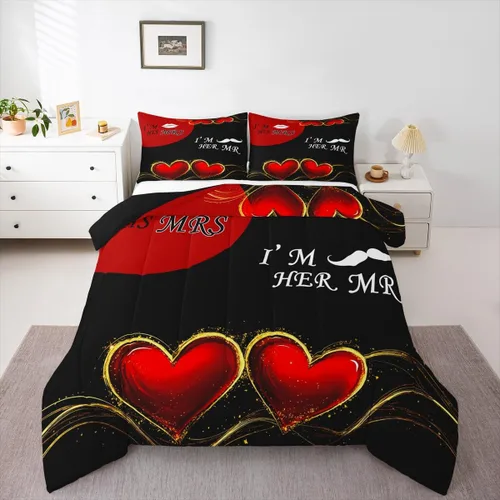 Miniatura 15 de Erosebridal Juego de edredón para parejas, juego de ropa de cama tamaño individual con lentejuelas doradas con purpurina dorada, edredón acolchado