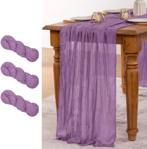 Miniatura 19 de MLMW Paquete de 6 Caminos de Mesa de Estopilla Azul Polvoriento para Revelación de Género Boho Gasa Rústica de Tela de Queso Camino de Mesa 160 Azul