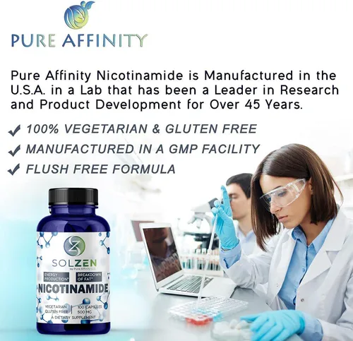 Miniatura 5 de Nicotinamida B3 500 mg Niacina eficaz sin enjuagues. Potenciador de energía, regenerador celular, que apoya el deterioro cognitivo