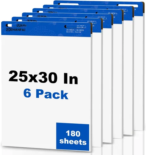 180 hojas de papel de caballete adhesivo de 25 x 30 pulgadas, papel de caballete autoadhesivo blanco, ideal para profesores virtuales y estudiantes,