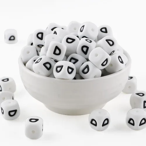 Miniatura 9 de Cuentas de silicona de corazón cuadrado blanco de 0.472 pulgadas, 20 cuentas de silicona con números de corazón para hacer llaveros, ideal