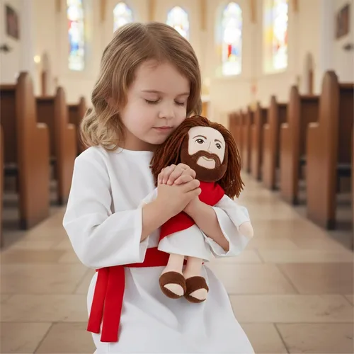 Miniatura 4 de June Garden Figura religiosa de peluche de 14 pulgadas, muñeca de peluche de Jesús, regalo de bautismo, salvador religioso de Cristo