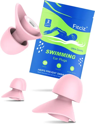 Miniatura 10 de Tapones para los oídos de natación para adultos, 2 pares de tapones impermeables para los oídos para nadadores, hombres, mujeres, lavables
