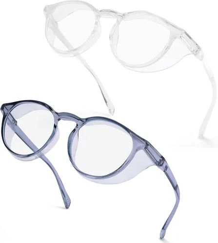 Miniatura 12 de mincl Anteojos de seguridad antivaho antisaliva con protección UV, bloqueo de luz azul, para hombres y mujeres, marco cuadrado, lente transparente