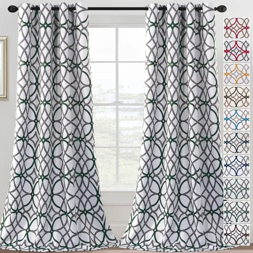 Miniatura 31 de H.VERSAILTEX Cortinas opacas con diseño impreso de 54 pulgadas de largo, juego de 2 paneles de cortinas con aislamiento térmico para dormitorio