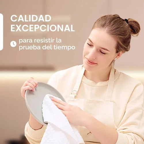 Miniatura 3 de Wealuxe Paquete de 12 toallas de cocina superabsorbentes, 100 % algodón, 450 GSM, gruesas, lavables a máquina, para secar la cocina, limpieza, Blanco