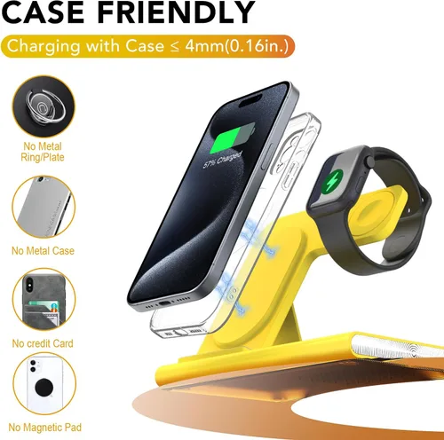 Miniatura 18 de Estación de carga 3 en 1 para iPhone 17 - Cargador inalámbrico para productos Apple para iPhone 17 16 15 14 13 12 11 Pro Max - Estación de carga Azul