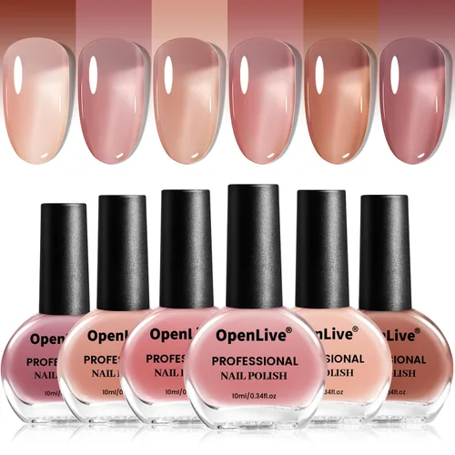 Miniatura 15 de OpenLive Juego de esmalte de uñas de gel de 10 ml, 6 colores con purpurina, rosa, rojo, rosa brillante, morado intenso, serie de esmalte de uñas