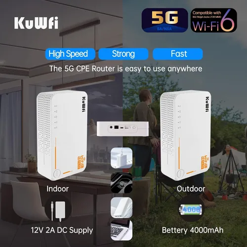 Miniatura 7 de KuWFi Router 0.18 oz con ranura para tarjeta SIM desbloqueada, AX3600 WiFi-6 módem con ranura para tarjeta SIM, NR NSA/SA 5G NR SA NSA AX3000 WiFi 6