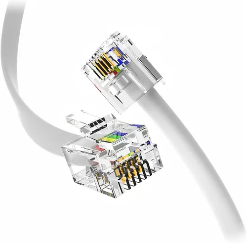 Miniatura 15 de Paquete de 2 cables telefónicos de 3 pulgadas, grado profesional, fabricado en Estados Unidos, enchufes RJ11 macho 6P4C con contactos dorados de 50