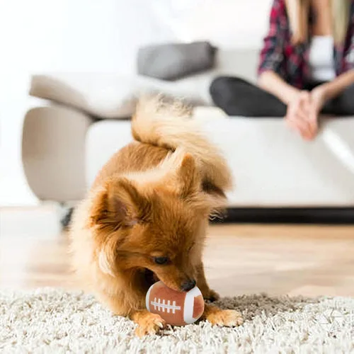 Miniatura 3 de Pelotas interactivas para perros, paquete de 2 pelotas de felpa chirriantes para perros, pelota de tenis, rugby para perros, pelota de juguete