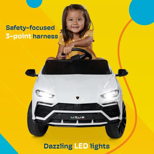 Miniatura 3 de Kidzone Auto de Paseo 12V Lamborghini Urus Vehículo Eléctrico de Juguete para Niños con Control Remoto para Padres, Bocina, Radio, Puerto, AUX