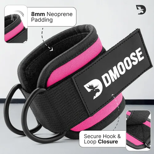 Miniatura 3 de DMoose Fitness Ankle Strap for Cable Machine - One Size Fit with Premium Padding Cuffs, Ankle Bands for Working Out, Booty Workouts, Leg Extension