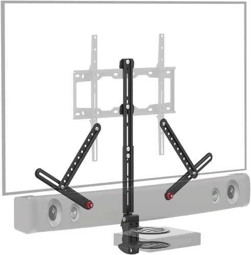 Barkan Soporte universal para barra de sonido y estante A/V, soporte ajustable para montaje encima o debajo del televisor, tamaños de 13 a 80