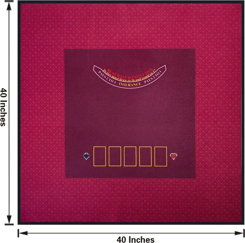 Miniatura 4 de BALIKEN Cuadrado 40x40 pulgadas Texas Holdem Poker Mat y Blackjack Mesa Casino Fieltro, Estera de Casino Portátil (Rojo)