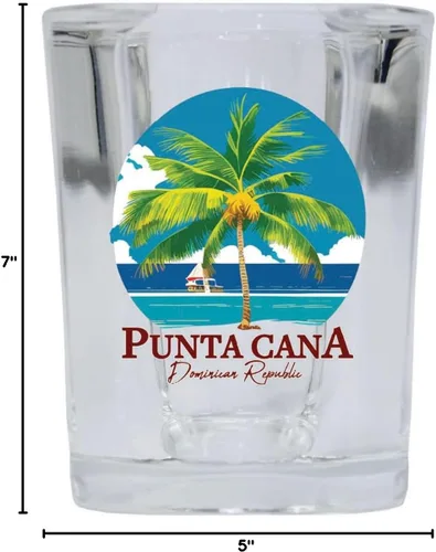 Miniatura 2 de Punta Cana República Dominicana Souvenir - Vaso de chupito cuadrado de 2.5 onzas