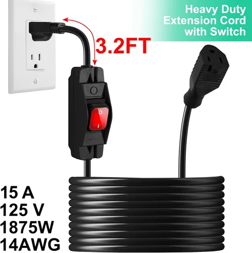 Miniatura 4 de Cable de Extensión para Exteriores con Interruptor de Encendido/Apagado Impermeable, Cable de Extensión de 3 Clavijas con Interruptor de Cable