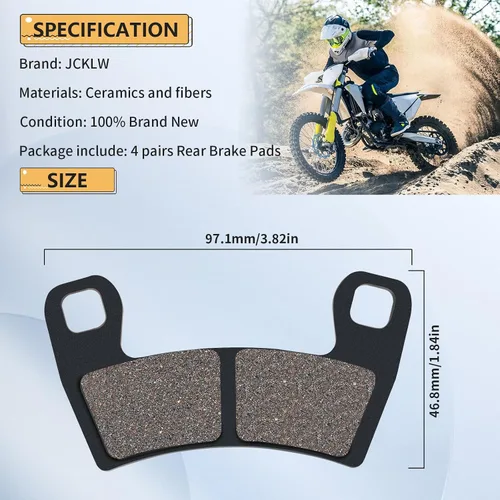 Miniatura 2 de Pastillas de freno traseras compatibles con Polaris RZR 570/LE Trail EPS; RZR 900/EPS Premium/XC Edition EPS/RZR S 900; General 4 1000 EPS/General