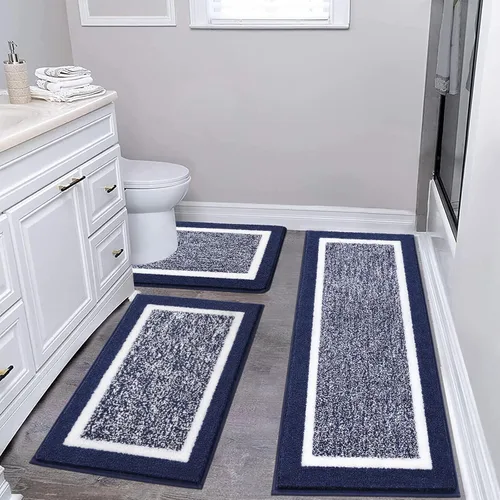 Miniatura 50 de Pauwer Juego de baño, alfombras de baño antideslizantes, alfombras de ducha absorbentes para suelo de baño, bañera y ducha, color azul aguamarina