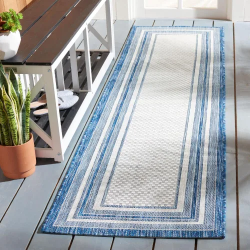 Miniatura 35 de SAFAVIEH Alfombra lavable al aire libre Courtyard Collection – 4' x 5'7", beige oscuro y beige, no desprende pelusa y fácil de limpiar, ideal