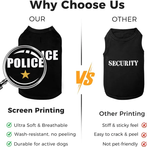 Miniatura 4 de BINGPET Camisas de Perro Policía, Camiseta de Perro Suave de Algodón, Traje Transpirable y Ligero para Perro Camiseta Sin Mangas Chaleco, Ropa